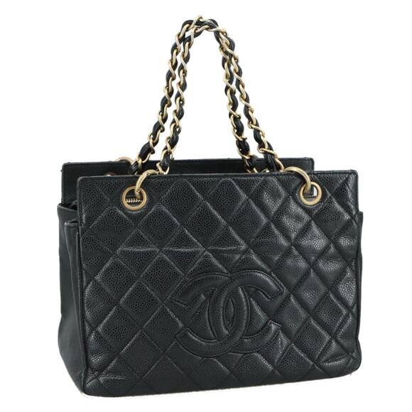 CHANEL Matelasse Chain Hand Bag Caviar Skin Black Gold CC - Picture 1 of 16